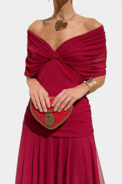 Vestido elegante para mujer, escote en V cruzado con falda fluida y caída ligera, ideal para fiesta o evento