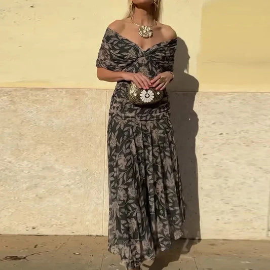Genoveva | Mujer Vestido Largo Escote Cruzado Falda Fluida