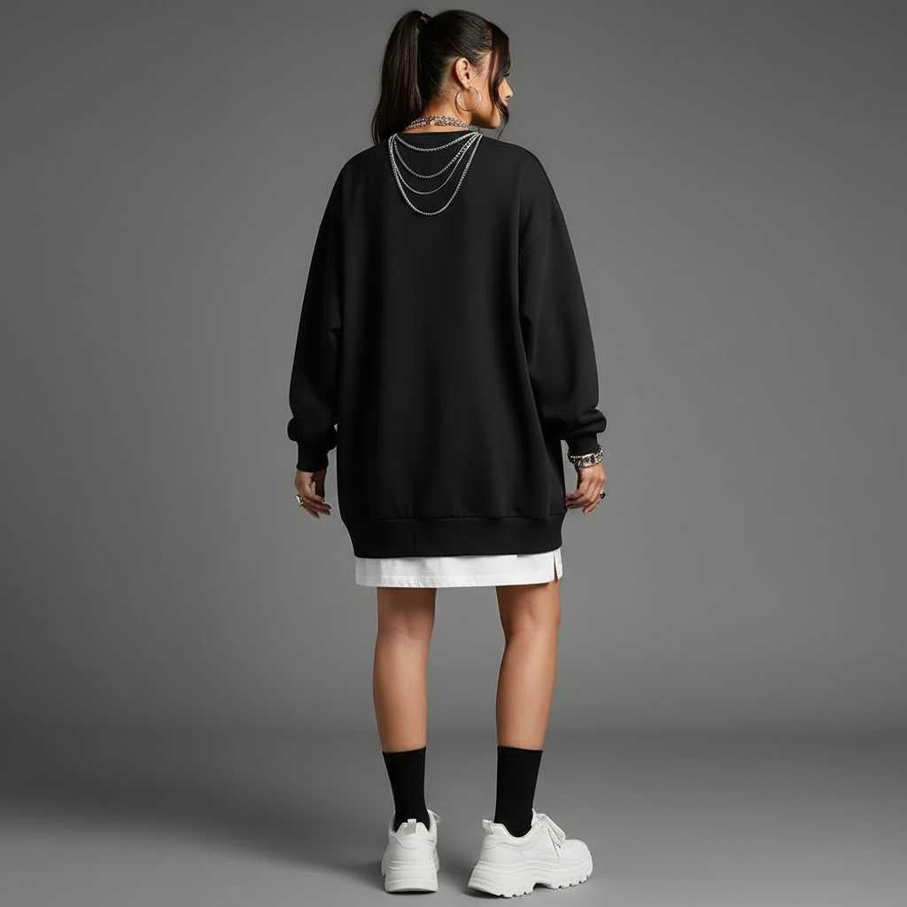 Sudadera Negra Extragrande para Mujer | Moda Casual