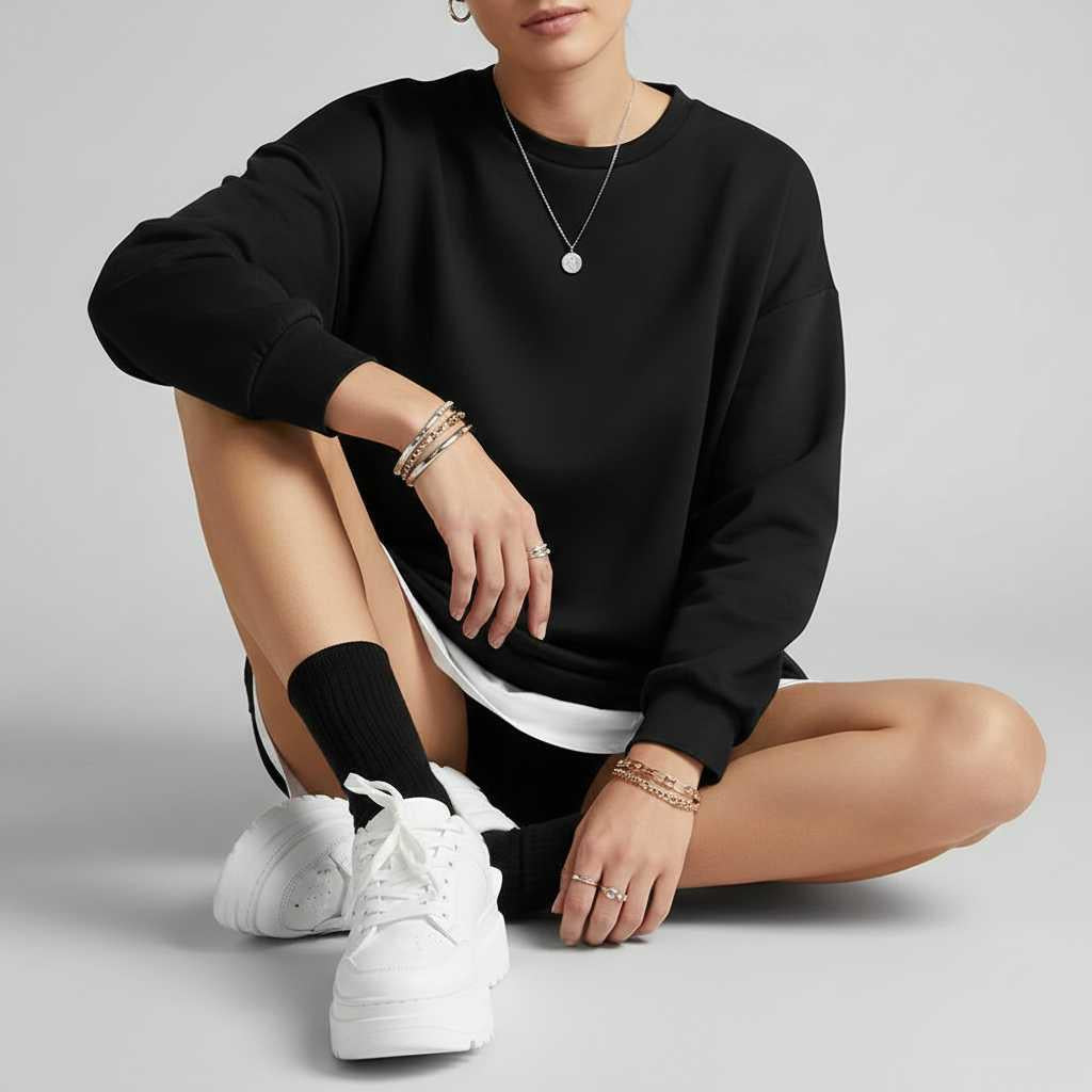 Sudadera Negra Extragrande para Mujer | Moda Casual