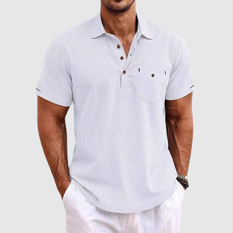 Hugo | Hombre Polo Lino Manga Corta Cuello Clásico