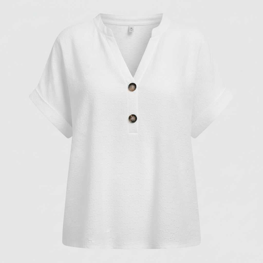 Top Mujer Cuello en V | Camiseta de Manga Corta Casual