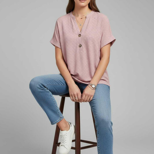 Top Mujer Cuello en V | Camiseta de Manga Corta Casual