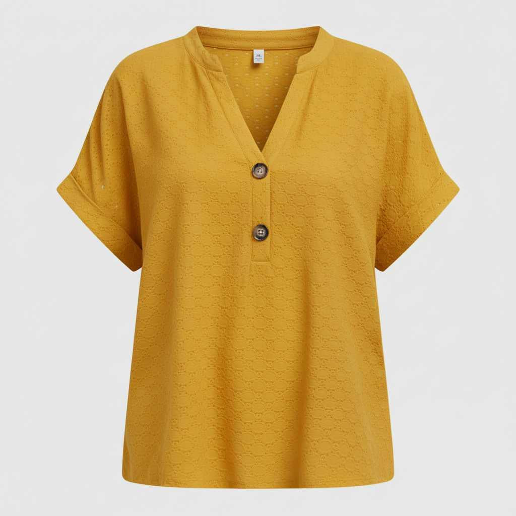 Top Mujer Cuello en V | Camiseta de Manga Corta Casual