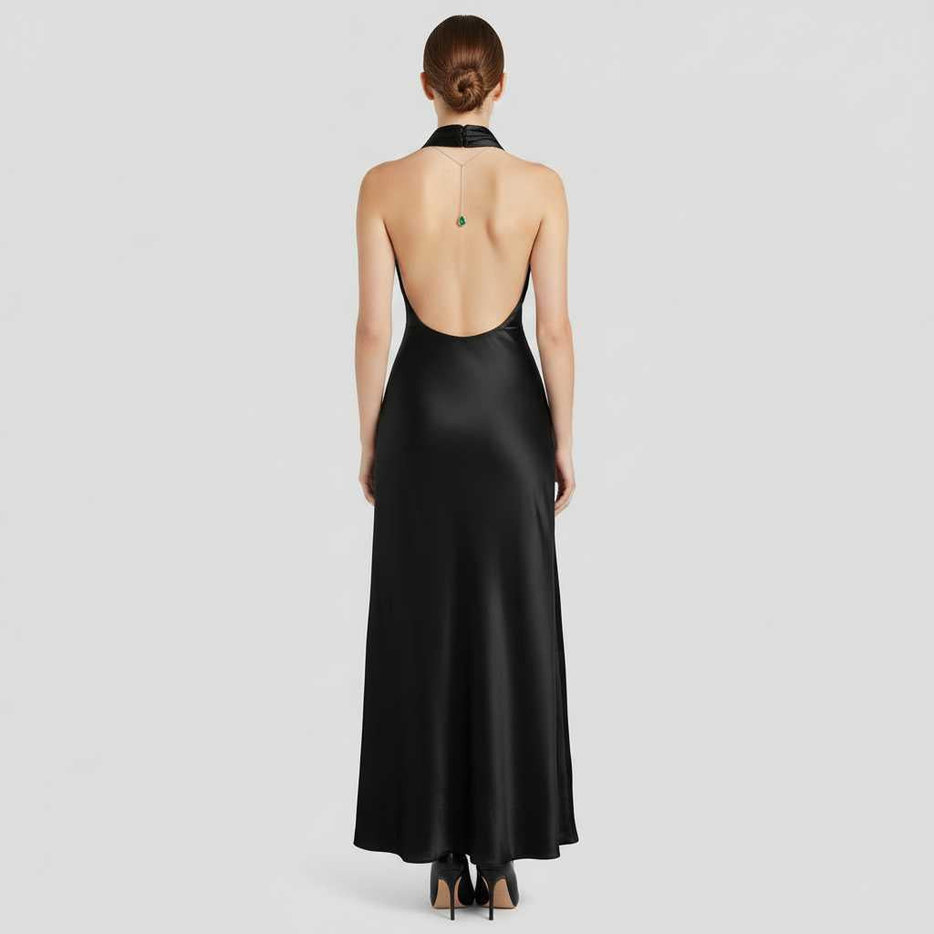 Vestido Halter Midi Elegante | Vestido de Noche para Mujer
