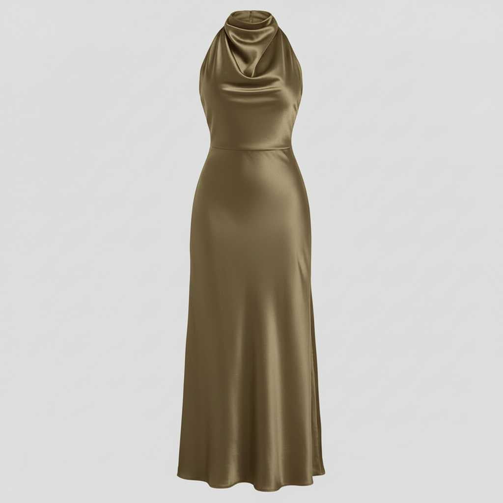 Vestido Halter Midi Elegante | Vestido de Noche para Mujer
