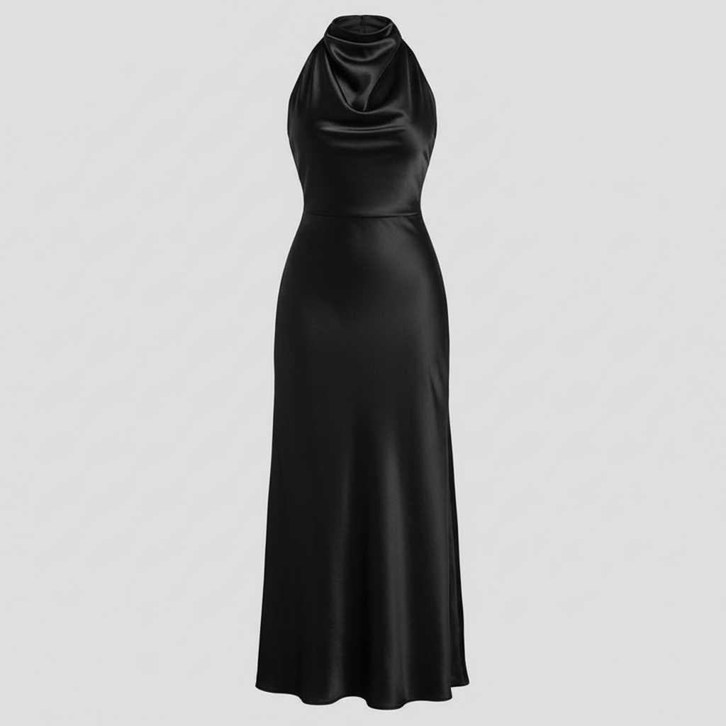 Vestido Halter Midi Elegante | Vestido de Noche para Mujer