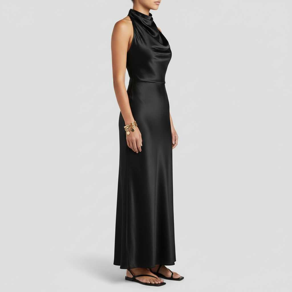 Vestido Halter Midi Elegante | Vestido de Noche para Mujer