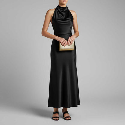 Vestido Halter Midi Elegante | Vestido de Noche para Mujer