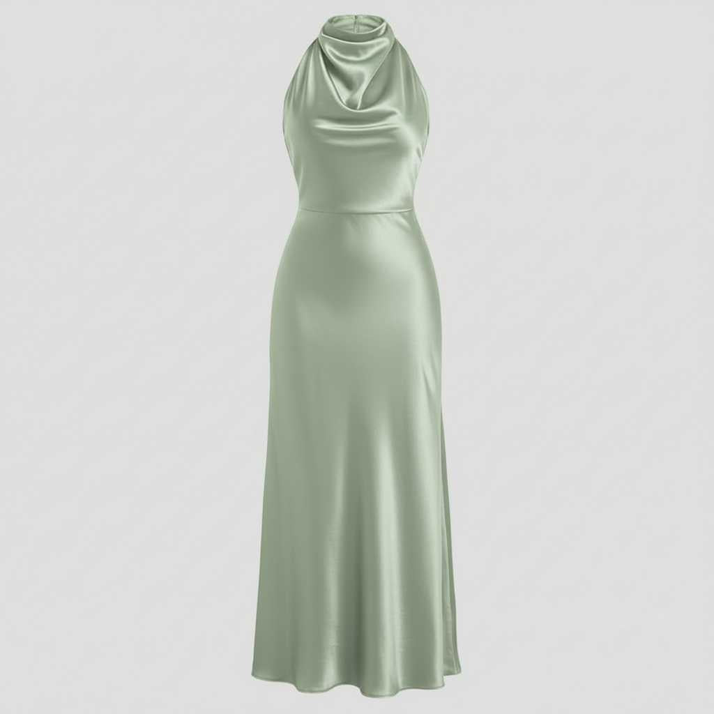 Vestido Halter Midi Elegante | Vestido de Noche para Mujer