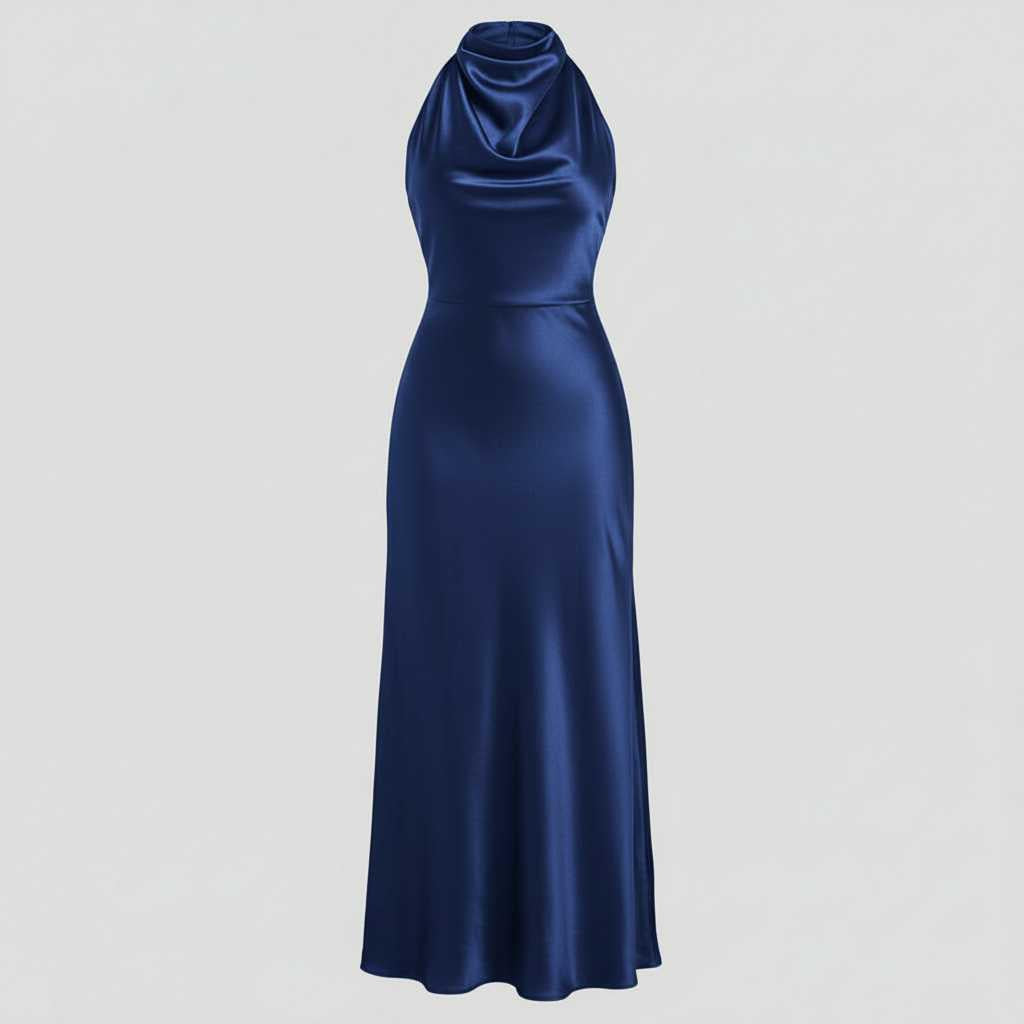 Vestido Halter Midi Elegante | Vestido de Noche para Mujer