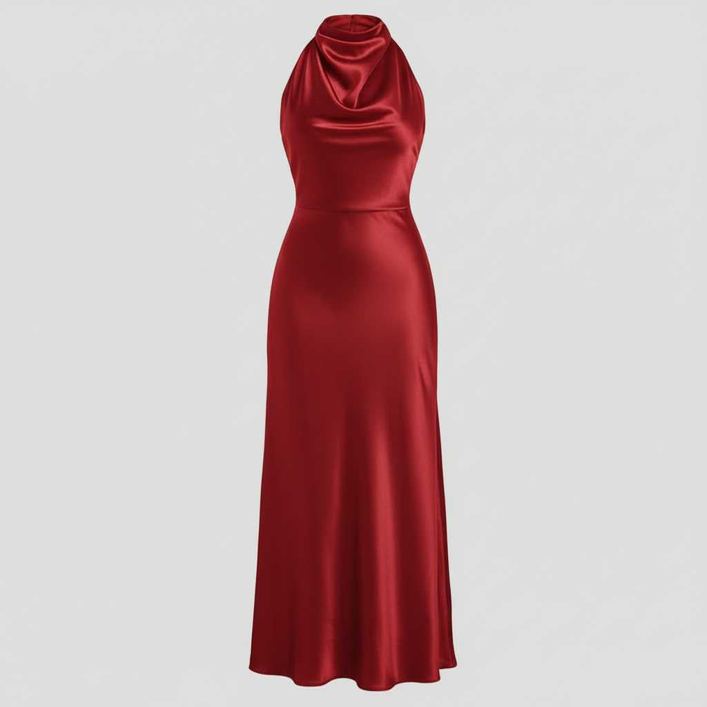 Vestido Halter Midi Elegante | Vestido de Noche para Mujer