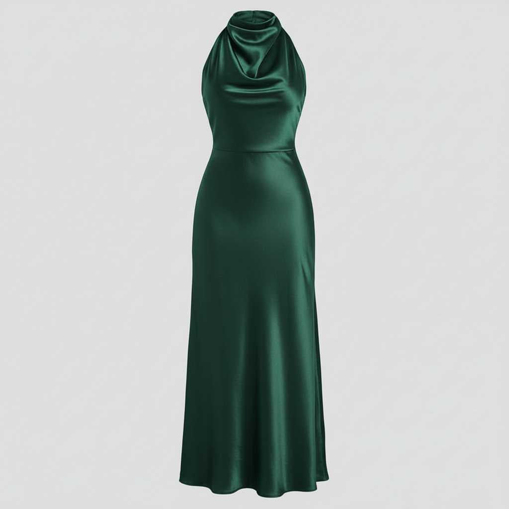 Vestido Halter Midi Elegante | Vestido de Noche para Mujer