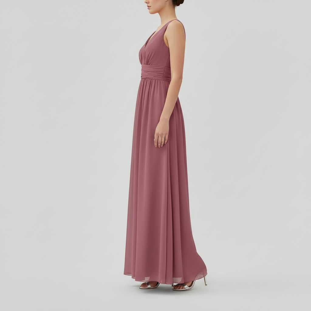 Vestido Maxi Sin Mangas Cuello en V | Moda Mujer