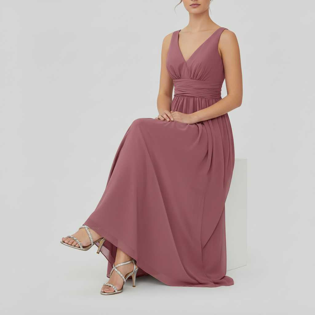Vestido Maxi Sin Mangas Cuello en V | Moda Mujer