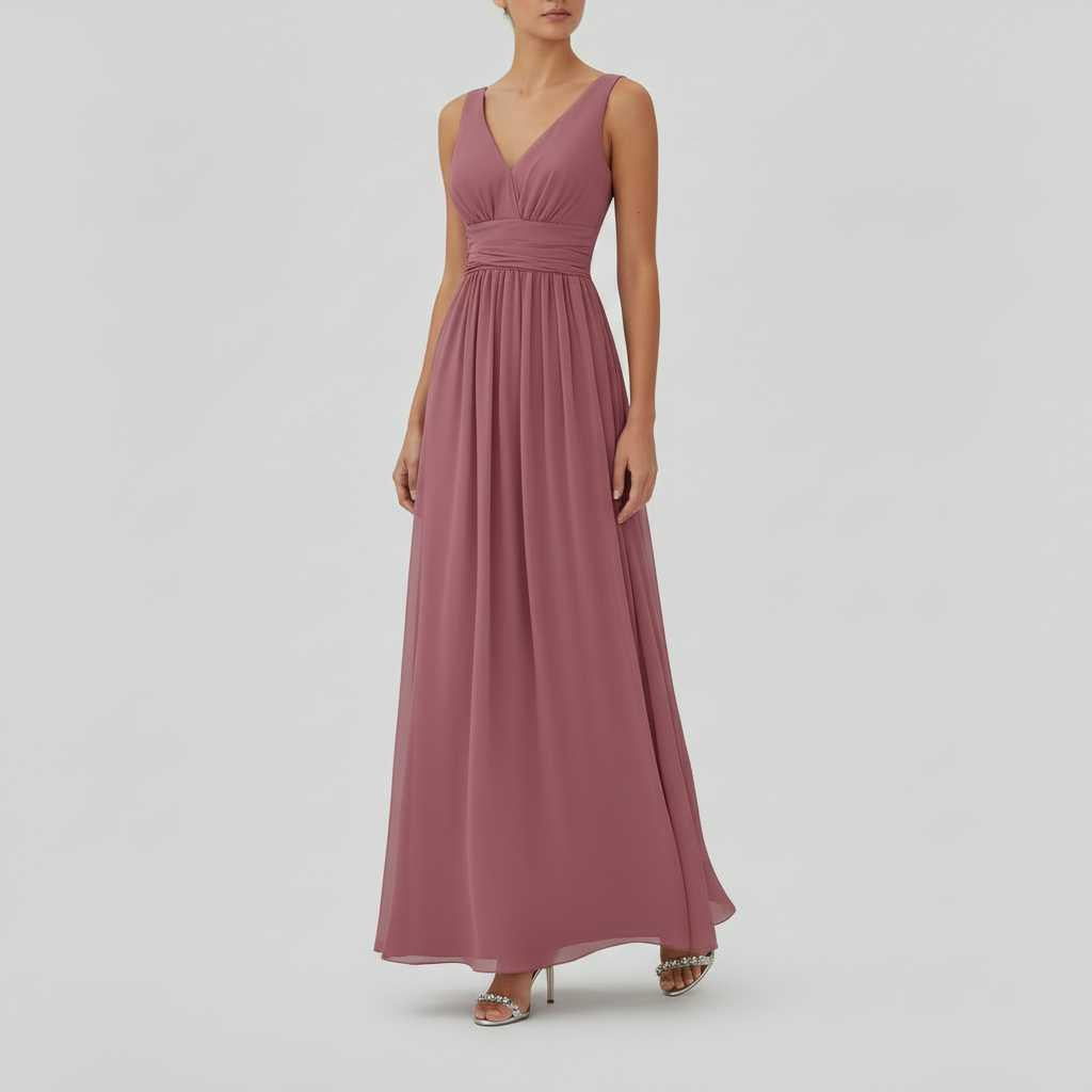 Vestido Maxi Sin Mangas Cuello en V | Moda Mujer