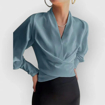 Camisa elegante ligera para mujer con mangas abullonadas diaria