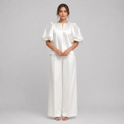 Aurora – Blusa oversized con mangas abullonadas para mujer