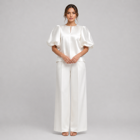 Aurora – Blusa oversized con mangas abullonadas para mujer