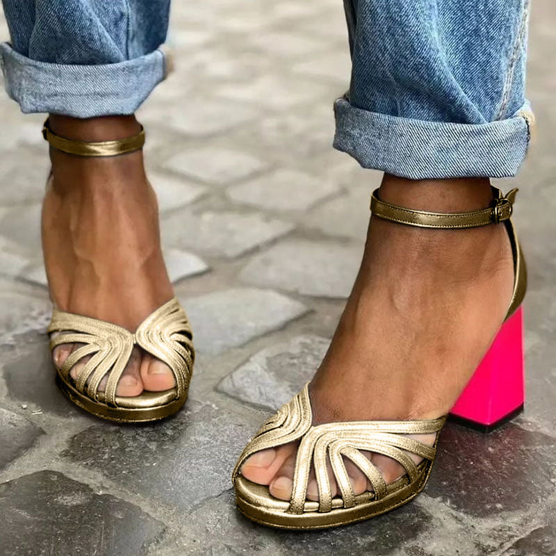 Sandalias Con Tiras y Tacón Grueso Para Mujeres | Ideales Para Noches y Ocasiones Especiales