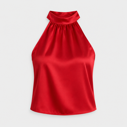 Dorella – Blusa de satén con cuello halter para mujer