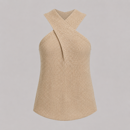 Aurelia – Top sin mangas con cuello halter cruzado para mujer