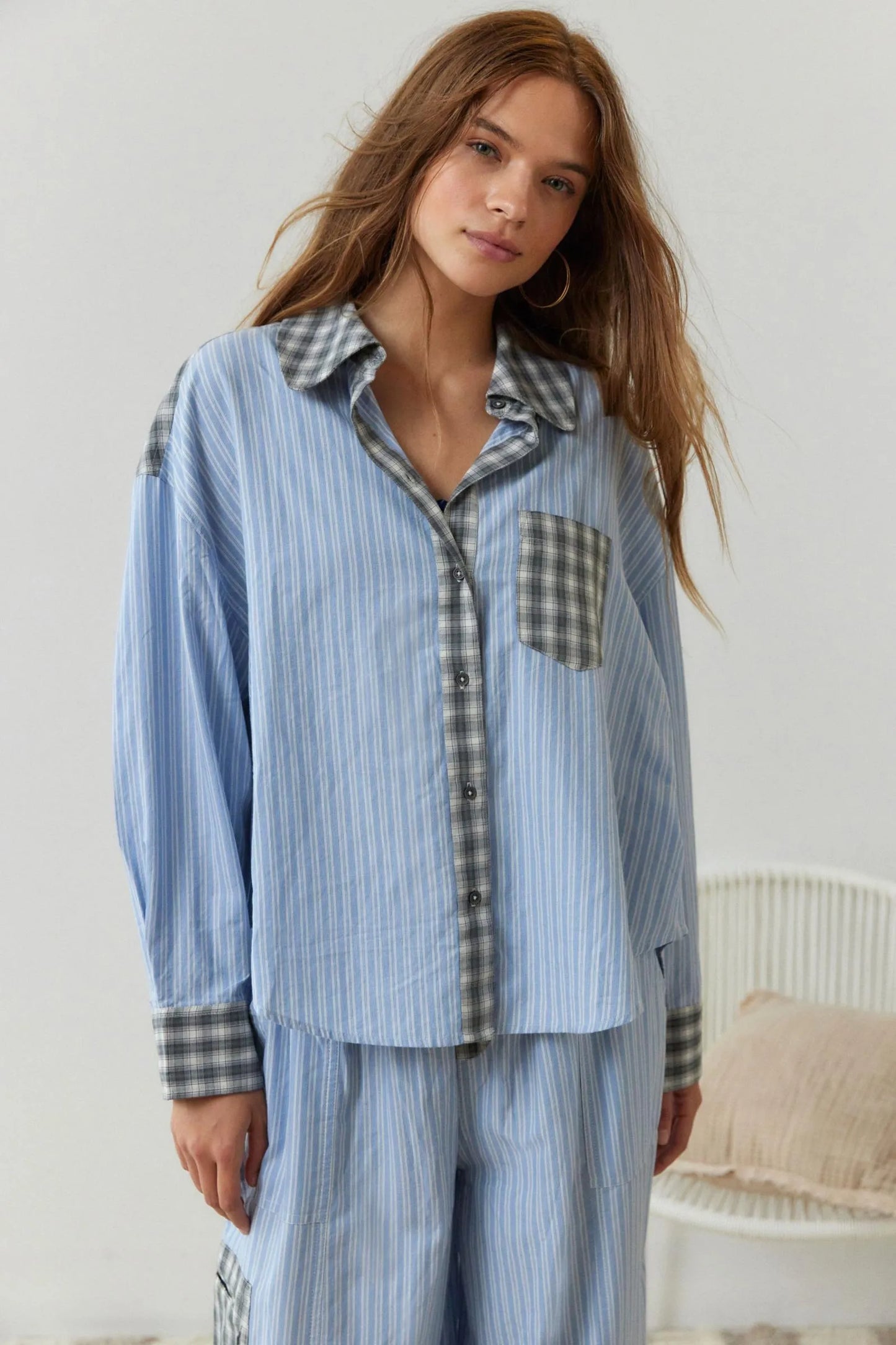 COSYCOTTON – Conjunto de blusa de dos piezas para mujer, confeccionado en algodón suave y elástico.