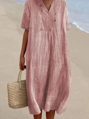 Celina – Vestido de lino y algodón para mujer – Frescura natural y elegancia desenfadada