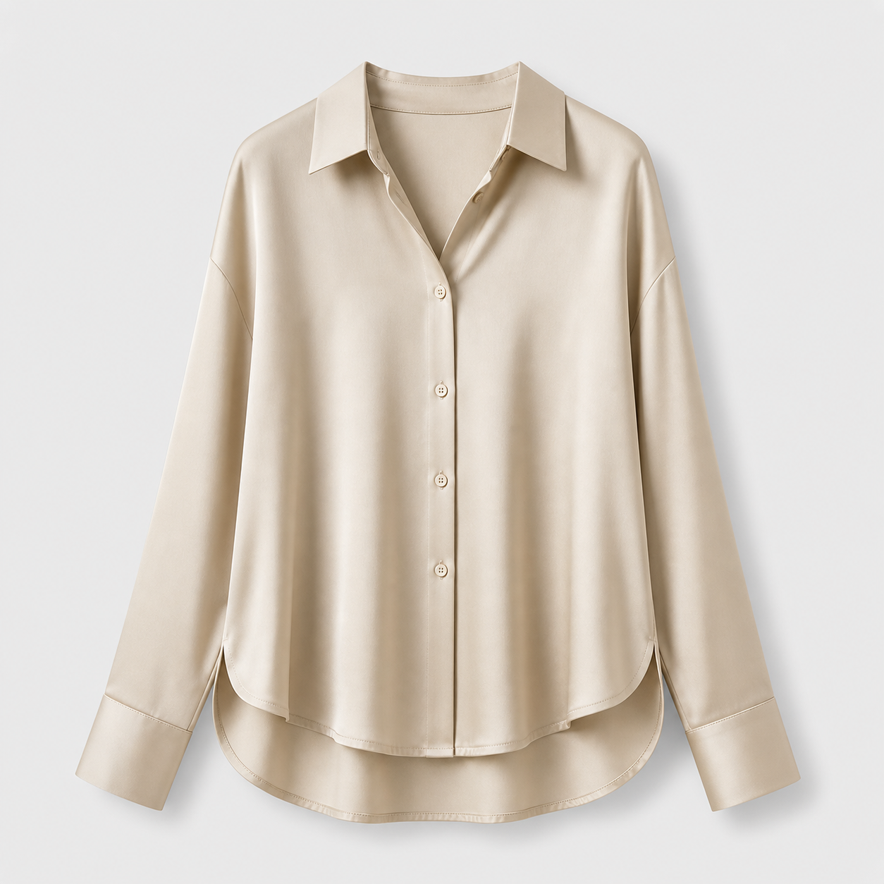 ADDIE – Blusa de seda y cómoda de manga larga para mujer