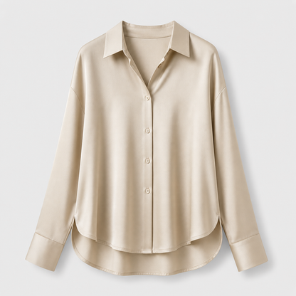 ADDIE – Blusa de seda y cómoda de manga larga para mujer
