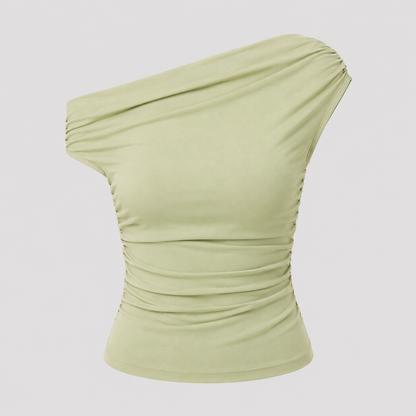Aria – Camiseta sin mangas con cuello asimétrico para mujer