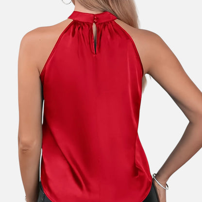Dorella – Blusa de satén con cuello halter para mujer