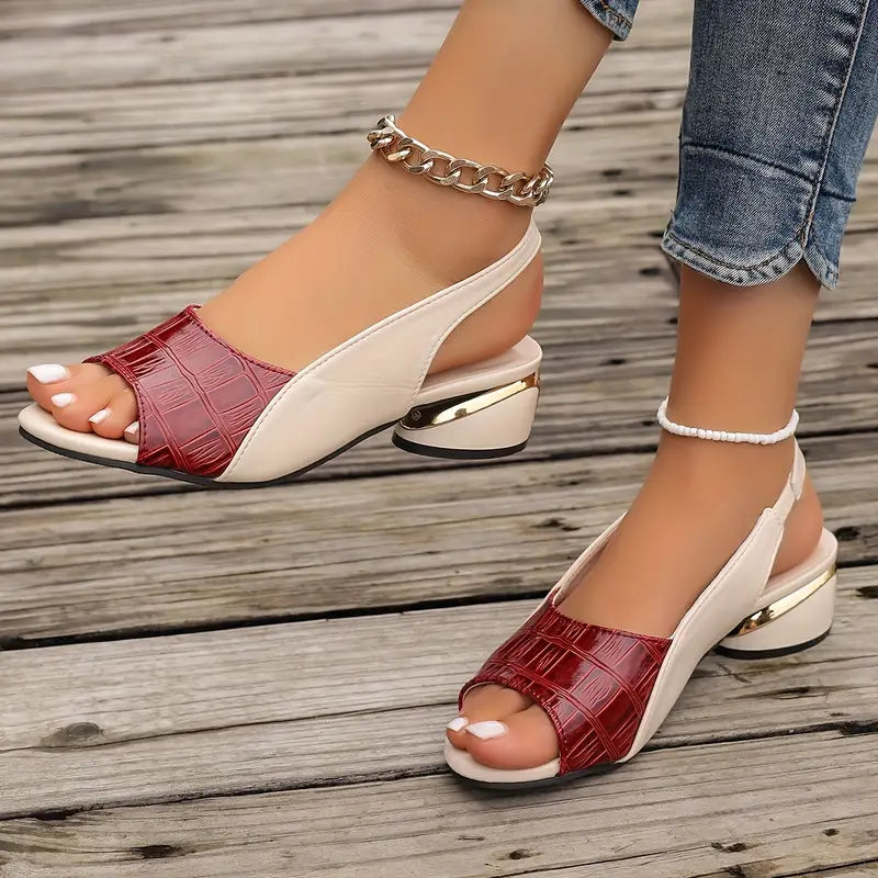 Sandalias de piel con tacón ancho y plantilla acolchada – SOLEIA