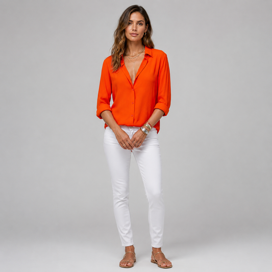 Aiah – Blusa Fluida con Escote en V