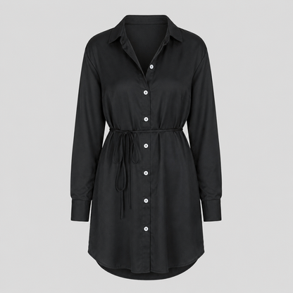Aurora – Vestido camisa largo con botones y mangas largas para mujer