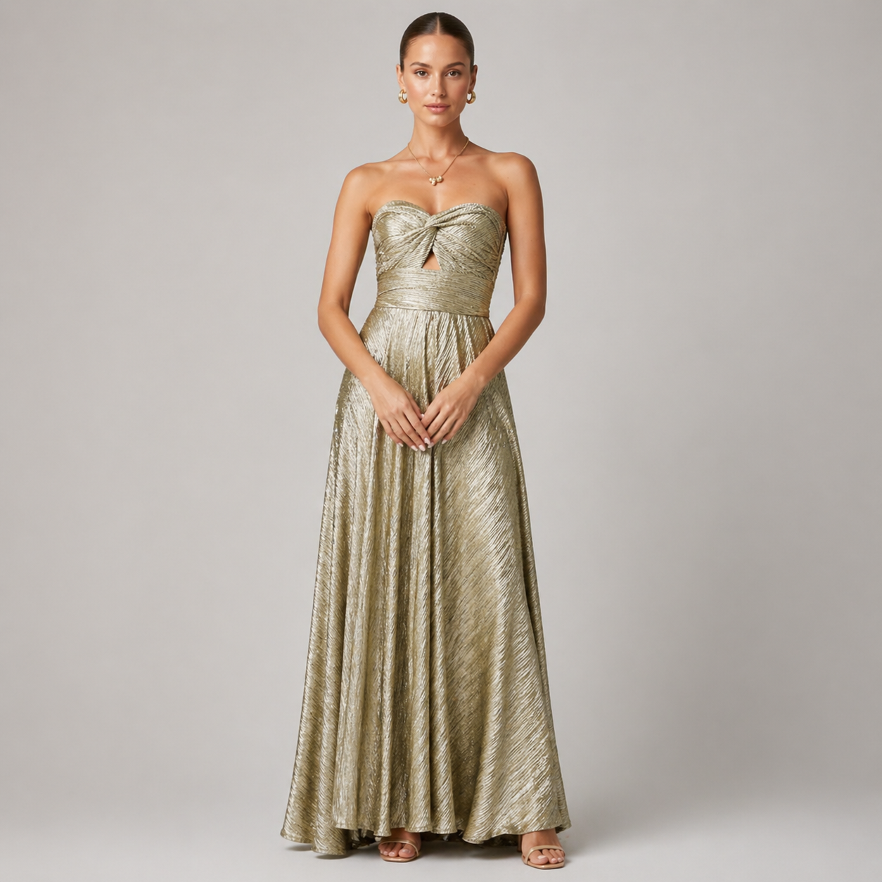 Ane - Vestido Elegante para Invitadas de Boda de Verano Largo Palabra de Honor Brillante de Fiesta Formal Para Mujer 2025