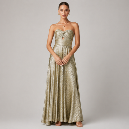 Ane - Vestido Elegante para Invitadas de Boda de Verano Largo Palabra de Honor Brillante de Fiesta Formal Para Mujer 2025