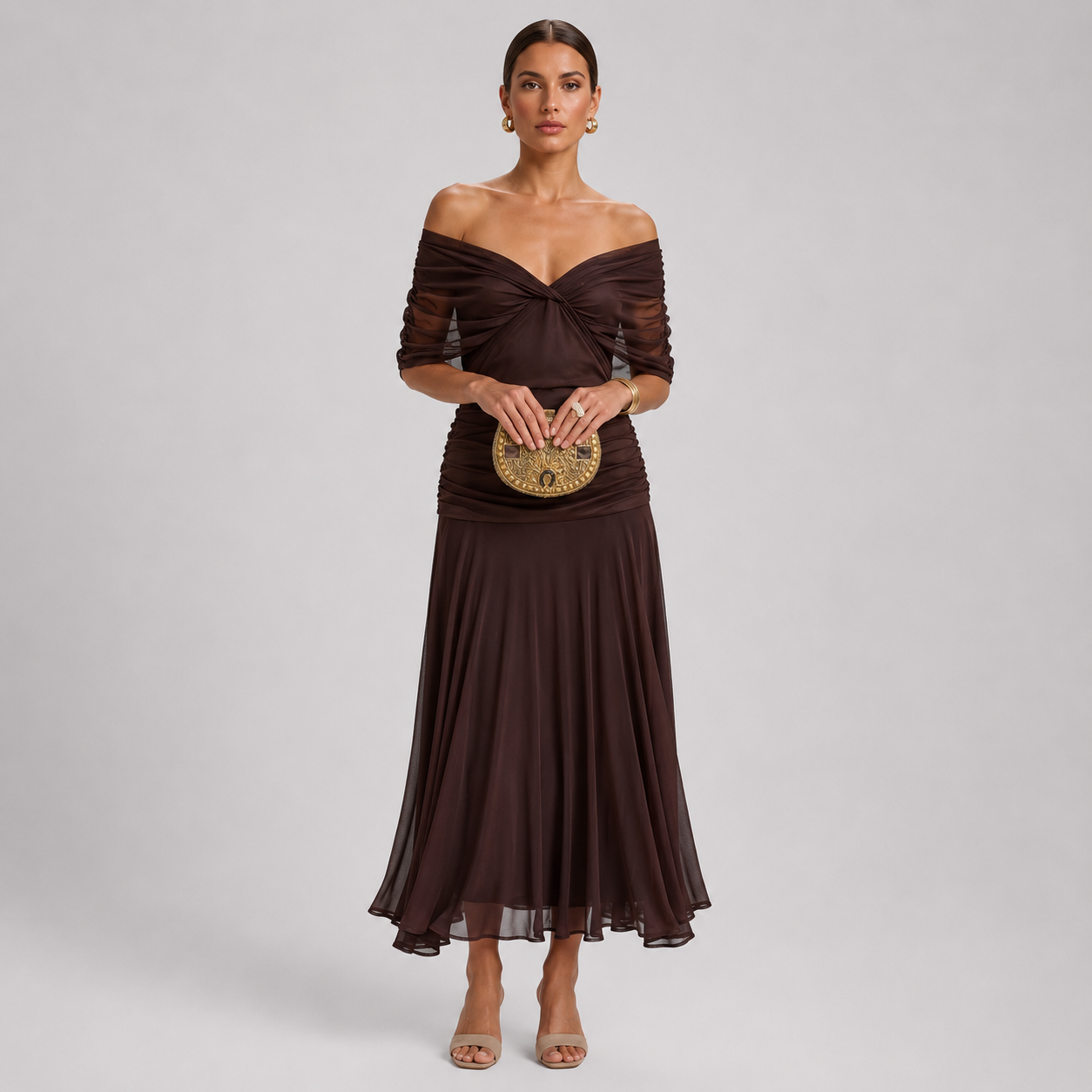 Amaranta – Vestido maxi floral con escote en V para mujer
