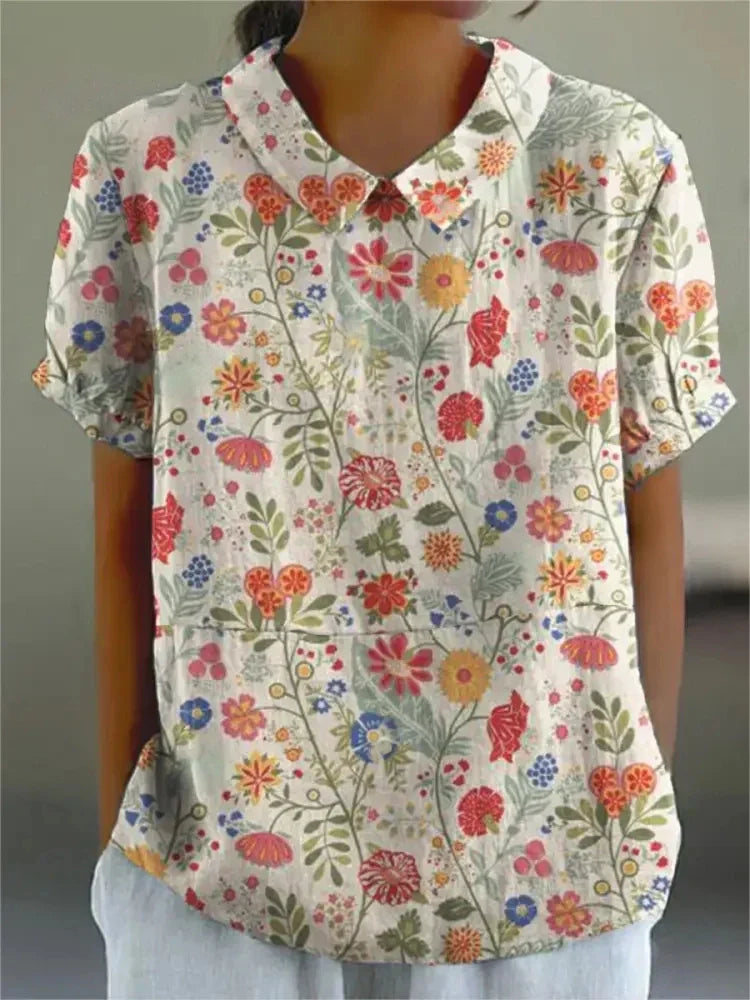 Émilie – Blusa vintage con estampado floral para mujer