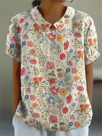 Émilie – Blusa vintage con estampado floral para mujer