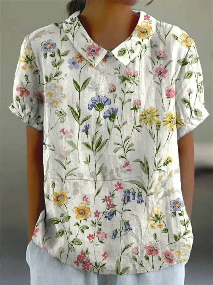 Émilie – Blusa vintage con estampado floral para mujer