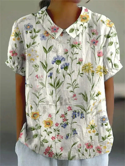 Émilie – Blusa vintage con estampado floral para mujer