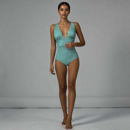 Abigail – Bañador retro de una pieza con escote cuadrado y relleno para mujer