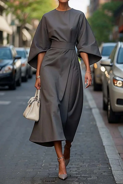 Nicolasa | Mujer Vestido Largo Mangas Farol Cinturón