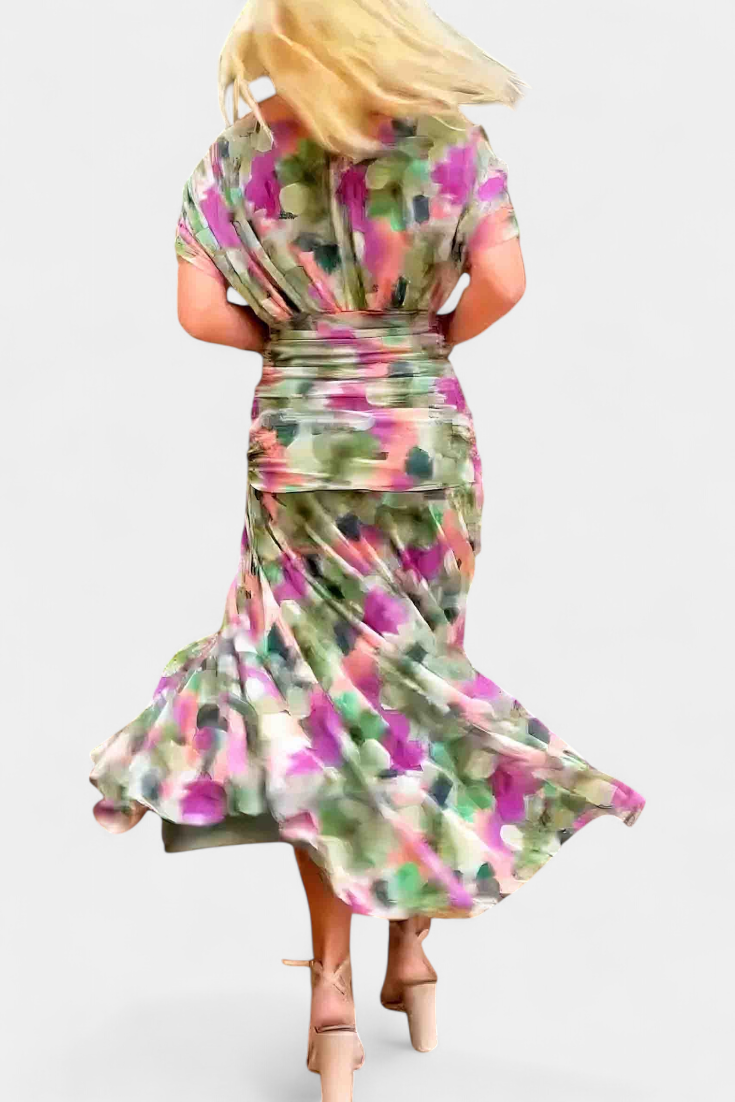 Vestido elegante para mujer, escote en V cruzado con falda fluida y caída ligera, ideal para fiesta o evento