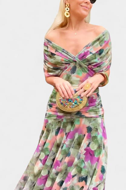 Vestido elegante para mujer, escote en V cruzado con falda fluida y caída ligera, ideal para fiesta o evento
