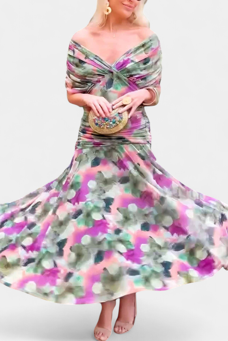 Vestido elegante para mujer, escote en V cruzado con falda fluida y caída ligera, ideal para fiesta o evento