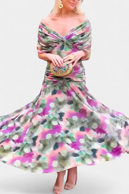 Vestido elegante para mujer, escote en V cruzado con falda fluida y caída ligera, ideal para fiesta o evento