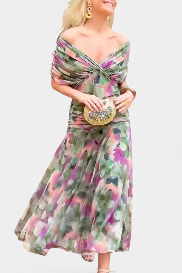 Vestido elegante para mujer, escote en V cruzado con falda fluida y caída ligera, ideal para fiesta o evento