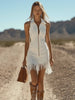 Sofía | Mujer Vestido Denim Vintage Cremallera Flecos